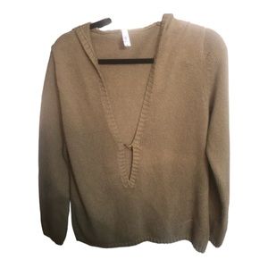 GAP medium olive green Hooded Deep V-neck cotton sweater mid weight NWOT